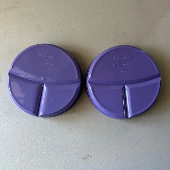 Tupperware Retired Munchkin Stay Put Divided Set Of 2 Toddler Bowl Plate - Picture 2 of 3